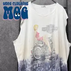 《US古着》ハーレーダビッドソン ピンナップガール ノースリーブTシャツ 3XL