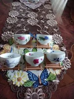 未使用品花柄 湯飲み 5個セット 陶器