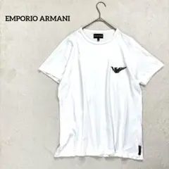 【エンポリオアルマーニ 】半袖Tシャツ　ホワイト スパンコールロゴ　コットン
