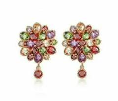 ピアス　マルチカラー　ローズゴールド 豪華　高級感　パーティー