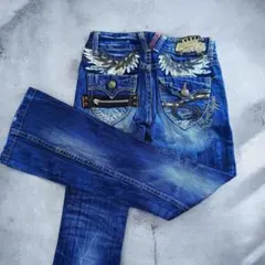 【y2k】REDPEPPER フレアデニム（25）羽根刺繍　平成ギャル　00s