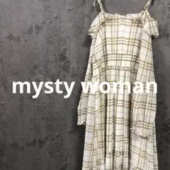 0237【mysty woman】チェック フリルワンピース サイズフリー 春