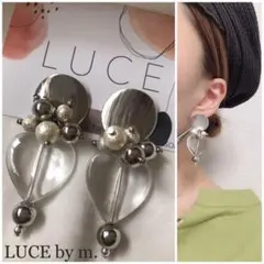 24 クリアハート シルバー じゃらじゃらパール お洒落 ピアス イヤリング