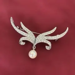 シルバーライン × スワロフスキー パール ブローチ 上品 華やか 繊細