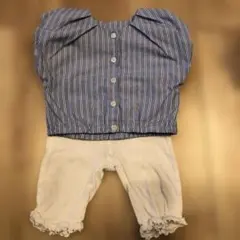プティマイン　ストライプ柄リボン付きベビー服セット