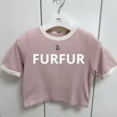 FURFUR 半袖 Tシャツ ピンク ボーダー うさぎ刺繍のサムネイル