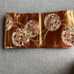 オレンジ 花柄 袋帯