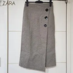 【美品】タグ付き未使用　ZARA チェック柄 Iラインスカート XS