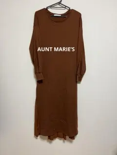 AUNT MARIE’S長袖 カットソーワンピースブラウン