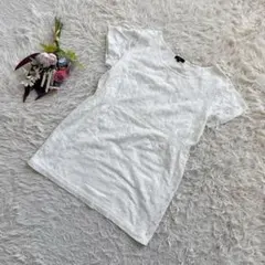『DHC』　Ｔシャツ　チュニック　半袖　レース　花柄　ウエストシェイプ　綿　Mのサムネイル
