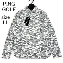 新品 PING ピン ゴルフ 総柄 ジャガード 長袖 ポロシャツ L - メルカリ
