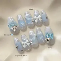 ネイルチップ オーダー チークネイル マグネットフレンチ バレエコア