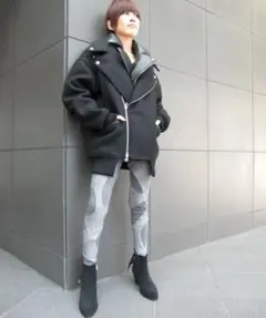 FULLNELSON Wメルトン×レザー ライダースコート