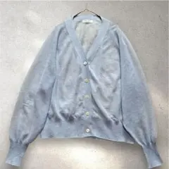 SALON adam et rope' シアーＶネックカーディガン スカイブルー