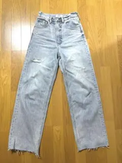 AZUL BY MOUSSY ダメージワイドレッグデニム S