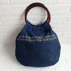 VertDenseヴェールダンス デニム ハンドバッグ 花柄刺繍 リングハンドルのサムネイル