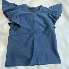 袖フリル デニム トップス