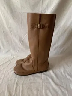 牛革 キャメルロングブーツ24.5cm