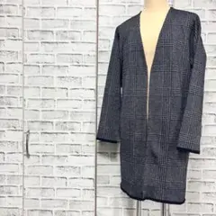 KUMIKYOKU クミキョク ノーカラー ロングカーディガン ツイード柄 2