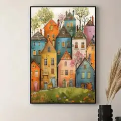 ポスター　インテリア　カートゥーン村　3045　キャンバスアート