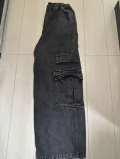 ダークグレー カーゴパンツ ゴムウエスト