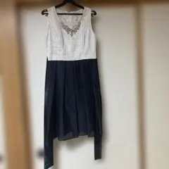 パーティードレス ノースリーブ ビジュー装飾 バイカラー
