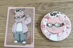 ドズル社まねきねこコラボ　おおはらMEN 缶バッチ　クリアカード