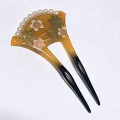 べっ甲風　扇形かんざし