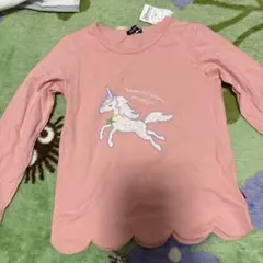 ユニコーン刺繍ピンクTシャツ 120サイズ