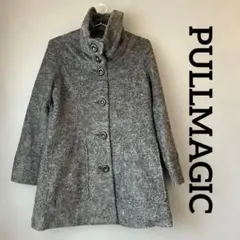 PULLMAGIC グレー モヘアウール ピーコート　毛のサムネイル