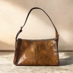 【極美品】MIZBA ブラウン ヴィンテージ風　エナメル ワンショルダーバッグ