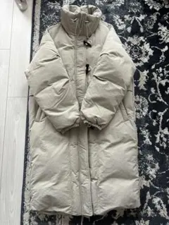 【値下げしました】 700FP ロング丈 ダウンコート 淡いグリーングレー S
