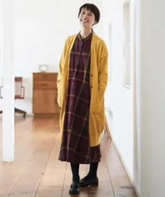 サニークラウズ　ロングカーディガン　マスタード