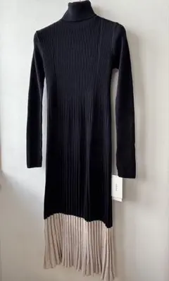 《新品タグ付き》ミラオーウェン タートルネックロングリブニットワンピース