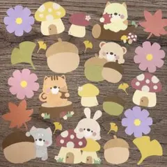 #215 クラフトパンチ アルバムクラフト 壁面 秋 きのこ どんぐり
