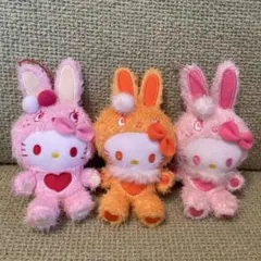 ハローキティ　カラフルバニー　マスコットぬいぐるみ　サンリオ　平成レトロ