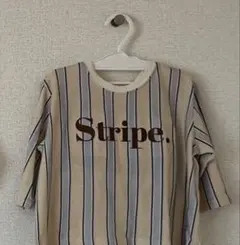 Stripe. ロゴ入り ストライプ柄 長袖カットソー