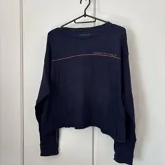 AMERICAN EAGLE ネイビー クロップド長袖Tシャツ