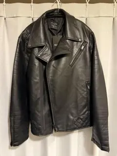 ALUDE ブラックレザーライダースジャケット