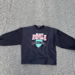 00s プリントスウェット ブラック カレッジ風 L