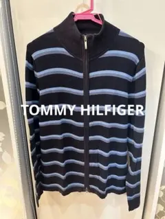 TOMY HILFIGER ボーダージップアップカーディガン　Ｓ　ダブルジップ