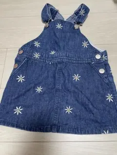 petit main 刺繍デニムジャンバースカート S