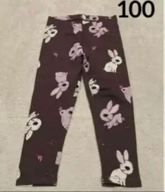 ☆新品☆H&M レギンス　パンツ♡バニー&バード♡ダークモーブ　裏起毛　100②