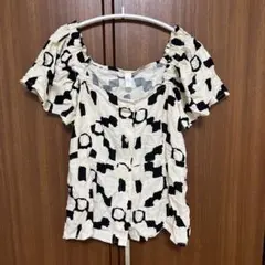 【タグ付き】H&M ブラウス アイボリー×ブラック 38