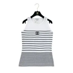 CHANEL シャネル　ボーダー　タンクトップ　ストライプ　ロゴ　ココマーク CHANEL シャネル ボーダー タンクトップ ストライプ ロゴ ココマーク