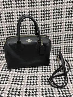 COACH ミニボストンハンドバッグ ブラック　ゴールド　2way ショルダー付