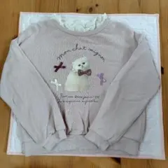 anyfam 猫刺繍トレーナー 100cm 薄いピンク