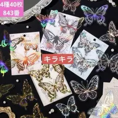 新品❣️黎明の星蝶シリーズ PETホログラムシールコラージュステッカー4種40枚
