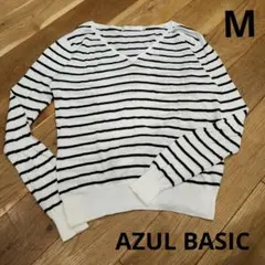 最終価格★アズールベーシックエアリーコットンベーシックボーダートップス　M