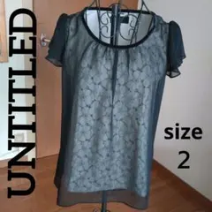 UNTITLED シースルー レース模様 フリル袖カットソー Mのサムネイル